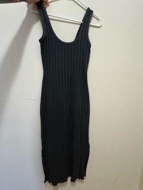 Aerie Offline Grey Ribbed Maxi Dress
